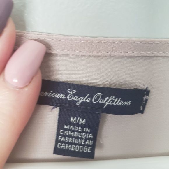 AMERICAN Eagle Outfitters AEO blouse top pink beige medium - Picture 4 of 5